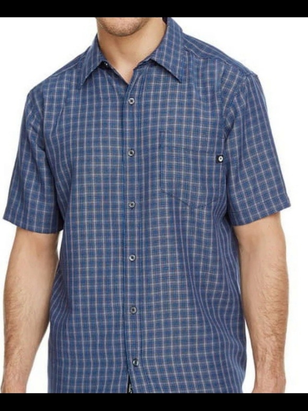 Marmot Eldridge Short-Sleeve Blue Plaid Button-Down Shirt In Artic Navy Size XL